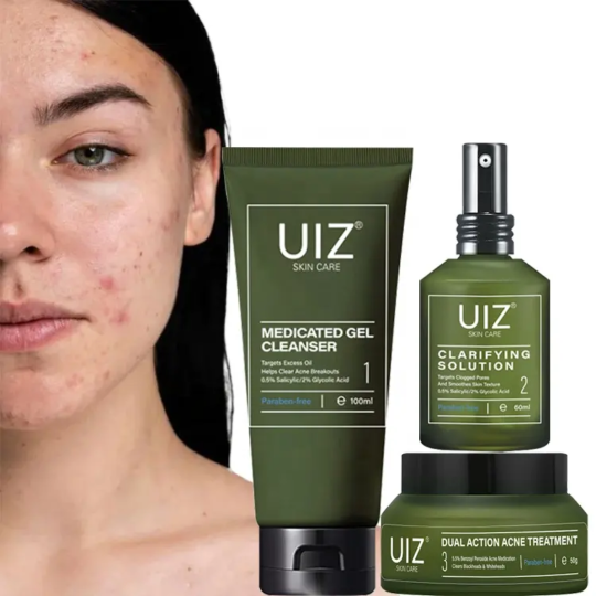 1000016974 Acne Treatment Skin Care Set Cleansing Acne Face Cleanser Unclog Pores Acid Toner Repairing Cream